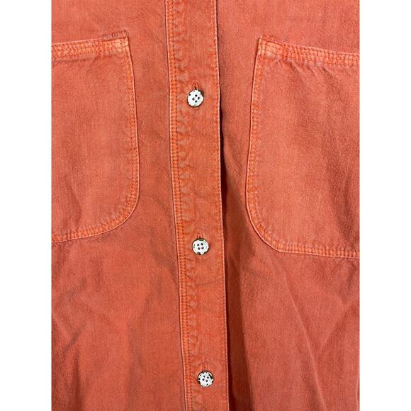 Madewell Casual Brick Orange Long Sleeve Chest Pocket Button Up Shirt Size Small - Picture 7 of 10